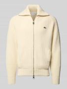 Lacoste Regular Fit Strickjacke aus Baumwoll-Mix in Offwhite, Größe XL