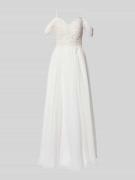 Luxuar Brautkleid mit Spaghettiträger in Offwhite, Größe 36
