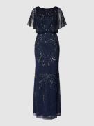 Christian Berg Cocktail Abendkleid mit Paillettenbesatz in Marine Mela...
