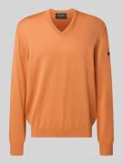 MAERZ Muenchen Strickpullover aus Schurwolle mit V-Ausschnitt in Orang...