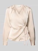 Neo Noir Wickelbluse aus Satin Modell 'Caprina' in Beige, Größe 34