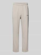 CHAMPION Straight Fit Sweatpants mit Label-Stitching in Beige, Größe L