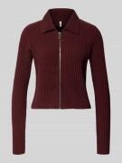 Only Regular Fit Strickjacke mit Rippmuster Modell 'ELLY' in Bordeaux,...