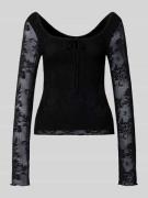 Gina Tricot Semitransparentes Longsleeve mit Schnürung in Black, Größe...