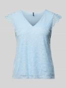 Pieces Slim Fit Blusentop mit Spitzenbesatz Modell 'OLLINE' in Hellbla...