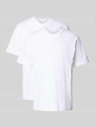 Schiesser T-Shirt mit geripptem V-Ausschnitt in Weiss, Größe L