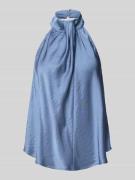 mbyM Blusentop mit Neckholder Modell 'Zuzela' in Rauchblau, Größe L