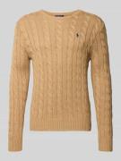 Polo Ralph Lauren Strickpullover mit Label-Stitching in Camel Melange,...