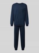 Schiesser Pyjama mit V-Ausschnitt in Dunkelblau, Größe 56