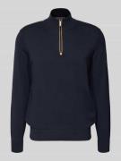 bugatti Regular Fit Troyer aus reiner Baumwolle in Marine, Größe L