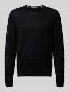 BOSS Longsleeve aus Schurwolle Modell 'Leno' in Black, Größe XXXL