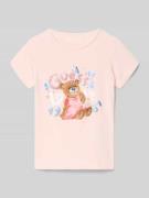 Guess T-Shirt mit Label-Detail in Hellrosa, Größe 104