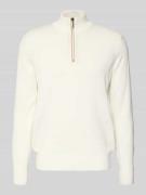 bugatti Strickpullover mit Stehkragen in Ecru, Größe L