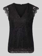 Pieces Slim Fit Blusentop mit Spitzenbesatz Modell 'OLLINE' in Black, ...