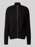 REVIEW Strickjacke mit Reißverschluss in Black, Größe S