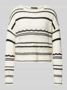 Oui Strickpullover mit Rundhalsausschnitt in Beige, Größe 44