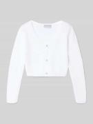 DANAMADE Cropped Strickjacke mit Knopfleiste in Weiss, Größe 122