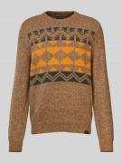 Lerros Strickpullover mit Rundhalsausschnitt in Mittelbraun, Größe XL