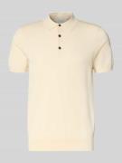 Profuomo Slim Fit Poloshirt mit Knopfleiste in Offwhite, Größe L