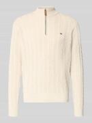 Fynch-Hatton Regular Fit Troyer aus reiner Baumwolle in Offwhite, Größ...