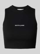 Sixth June Cropped Tanktop in Ripp-Optik in Black, Größe XS