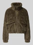 Only Loose Fit Fleecejacke mit Stehkragen Modell 'ANNA CONTACT' in Oli...