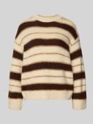 Mango Strickpullover mit gerippten Abschlüssen in Beige, Größe L