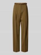 Max Mara Studio Wide Leg Hose aus reiner Schurwolle in Khaki, Größe 34