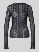 OH APRIL Longsleeve mit Stehkragen Modell 'Zahara' in Black, Größe S