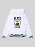 Guess Regular Fit Hoodie mit Logo-Stitching in Weiss, Größe 128