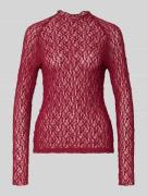 Marc Cain Slim Fit Longsleeve in semitransparentem Design in Kirsche, ...
