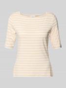 comma T-Shirt mit U-Boot-Ausschnitt in Sand, Größe 34