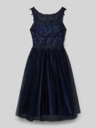 DANAMADE Regular Fit Kleid mit floralem Spitzenbesatz in Marine, Größe...