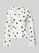 Gina Tricot Longsleeve mit V-Ausschnitt in Offwhite, Größe L