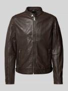 MAURITIUS Lederjacke mit Stehkragen Modell 'Brody' in Mittelbraun, Grö...