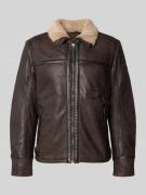 MAURITIUS Lederjacke aus Schafsnappa mit Reißverschlusstaschen in Dunk...