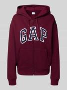 GAP Sweatjacke mit Kapuze in Dunkelrot Melange, Größe L