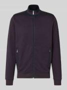 bugatti Sweatjacke mit gerippten Abschlüssen in Bordeaux, Größe L