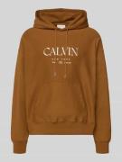 CK Calvin Klein Hoodie mit Label-Print und Känguru-Tasche in Senf, Grö...