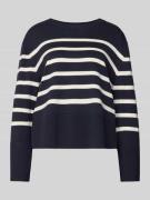 comma Strickpullover mit gerippten Abschlüssen in Marine, Größe 34