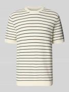 MCNEAL T-Shirt mit geripptem Rundhalsausschnitt in Ecru, Größe L