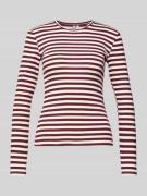 Pieces Slim Fit Langarmshirt aus Baumwoll-Mix in Bordeaux, Größe L