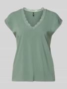 Vero Moda Regular Fit T-Shirt mit Spitzenkragen Modell 'BELLA' in Lind...