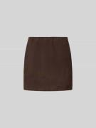 ROTATE Minirock aus echtem Ziegenvelours in Schoko, Größe 34