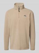 Superdry Fleecepullover mit Label-Stitching und Stehkragen in Beige Me...