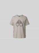 Moose Knuckles T-Shirt mit Label-Print in Beige, Größe XXL