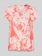 comma Blusenshirt aus Viskose mit V-Ausschnitt in Koralle, Größe 34