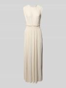 ICHI Maxikleid mit Plisseefalten und Rundhalsausschnitt in Offwhite, G...