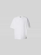 ISNURH T-Shirt mit geripptem Rundhalsausschnitt in Weiss, Größe S