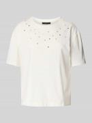 Oui T-Shirt mit Ziersteinbesatz in Offwhite, Größe 34